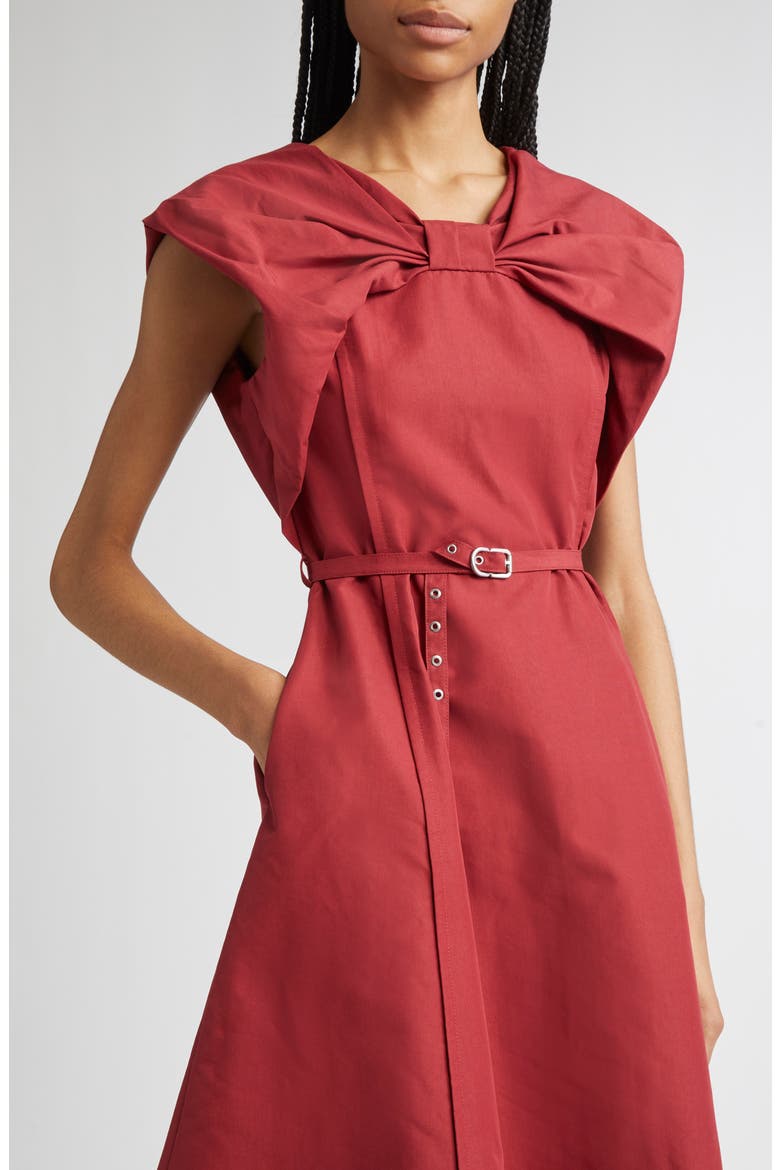 Bow Belted Midi Dress, Alternate, color, CRIMSON