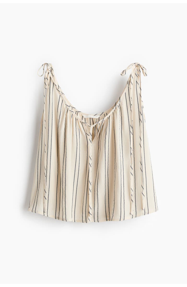 H&M Oversized Tie-strap Top, Main, color, Light Beige/Striped