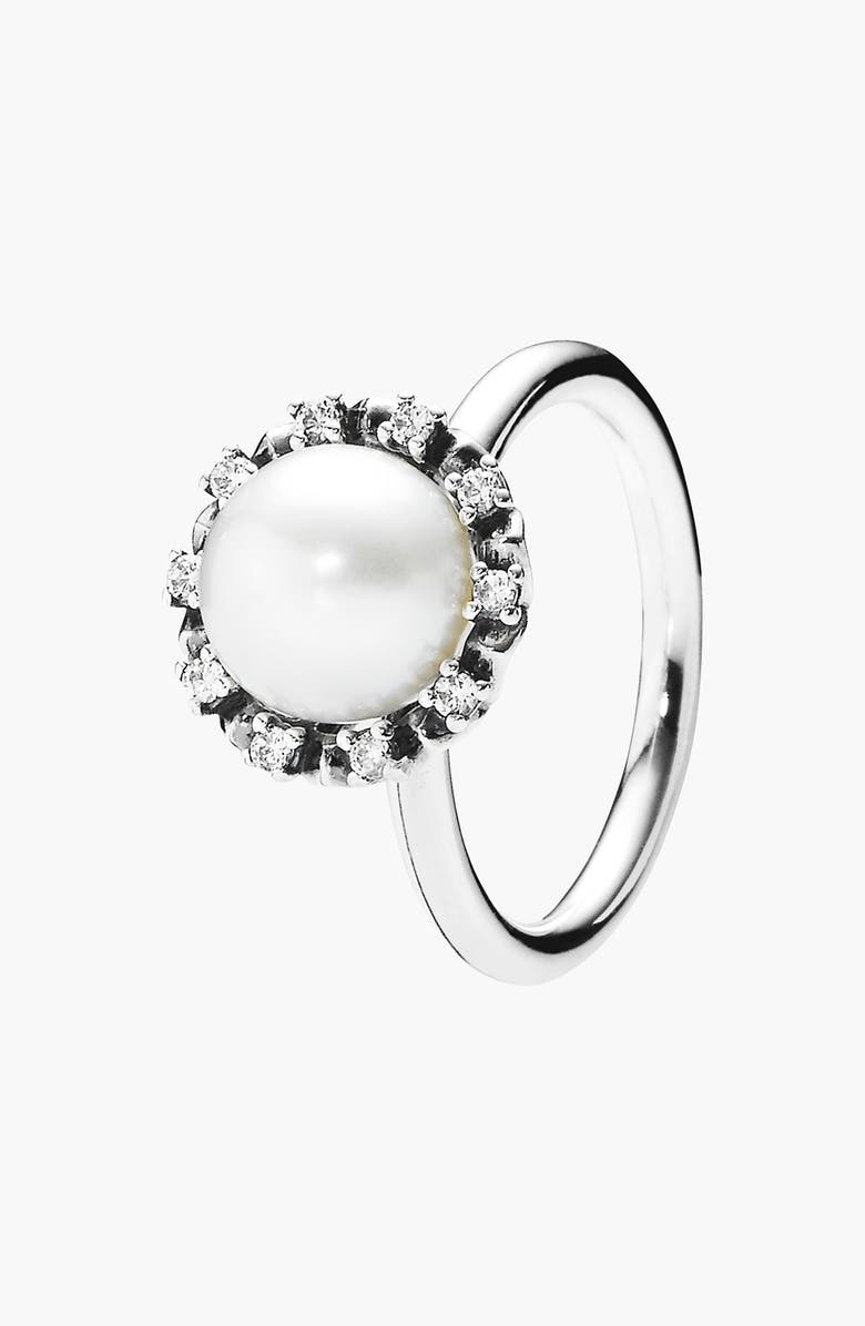 PANDORA 'Everlasting Grace' Pearl Cocktail Ring, Main, color,