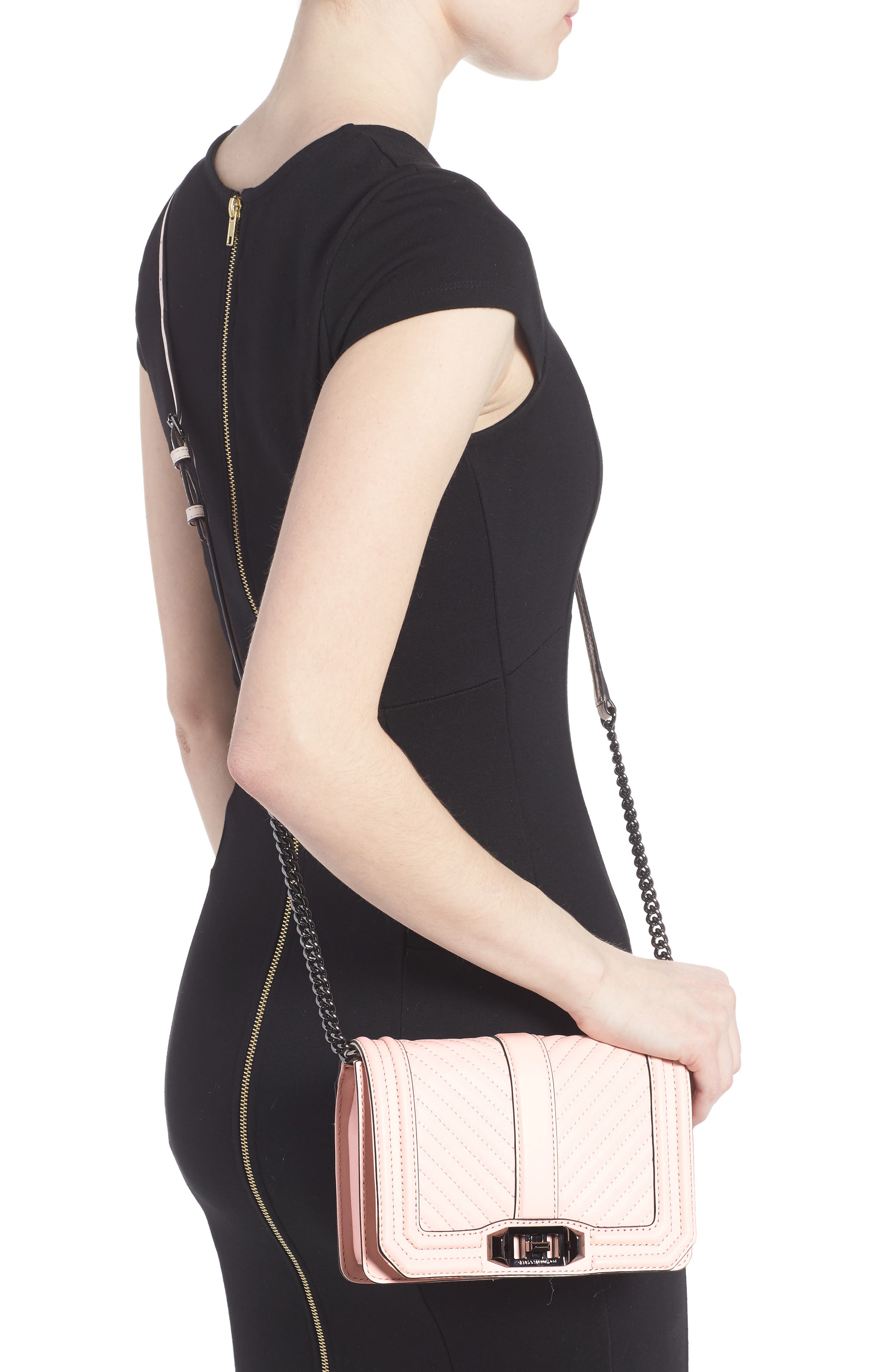 Small Love Leather Crossbody Bag, Alternate, color, SOFT BLUSH/ GUNMETAL