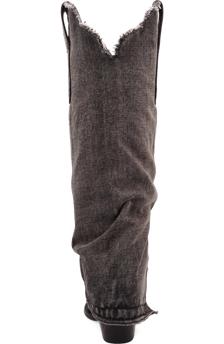 Dingo Knee High Denim & Snakeskin Embossed Western Boot, Alternate, color, Black