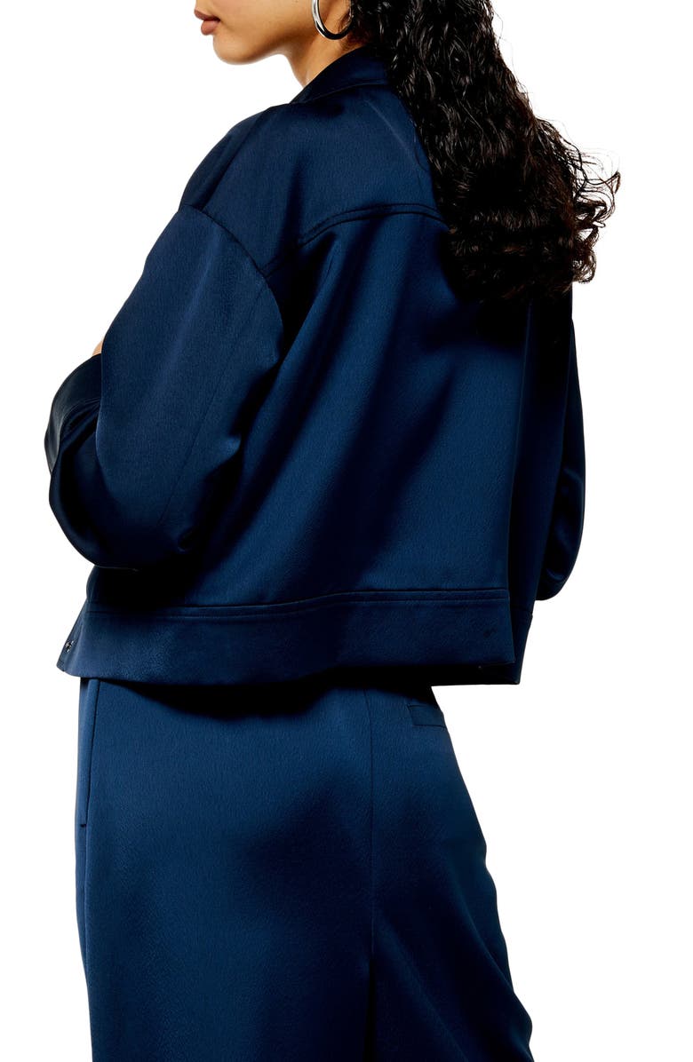 Topshop Cropped Satin Utility Jacket, Alternate, color, 