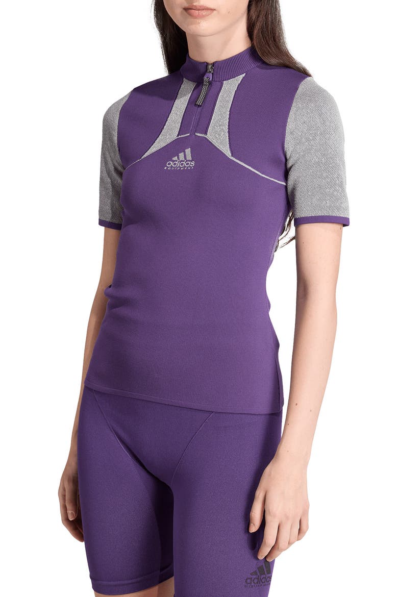 EQT Short Sleeve Quarter Zip Top, Main, color, VIOLET