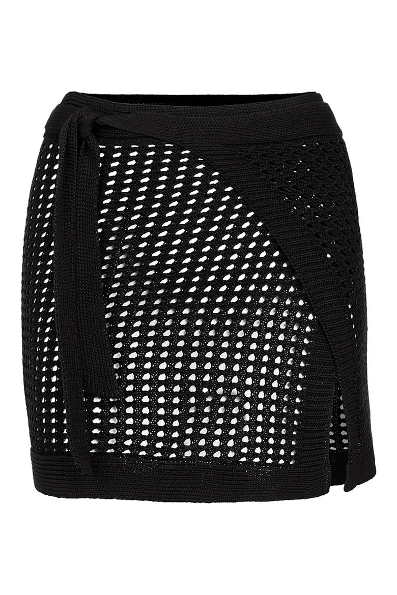 Rena Open Knit Cover-Up Pareo, Alternate, color, BLACK