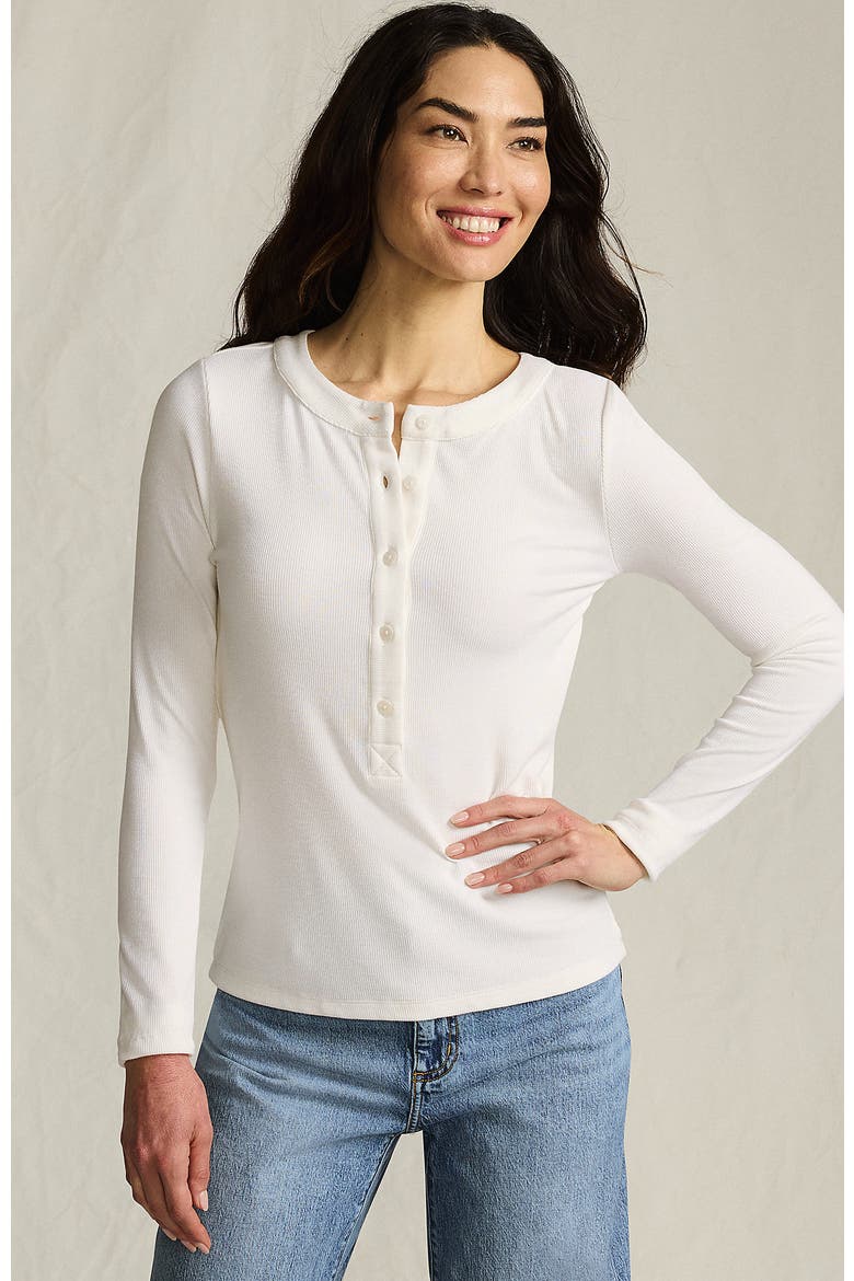 Drapey Rib Skimming Long Sleeve Henley, Main, color, Ivory
