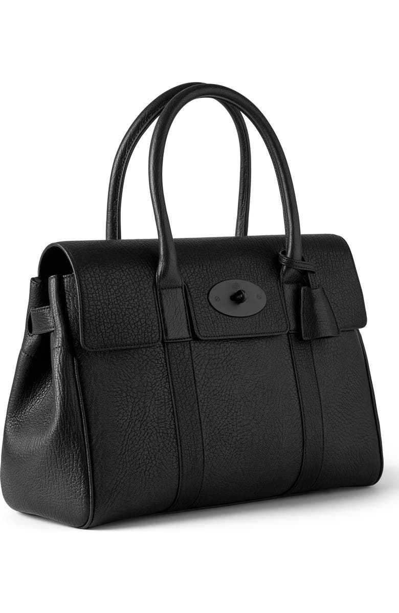 Mulberry Bayswater Tonal Natural Grain Leather Satchel, Alternate, color, Black-Black