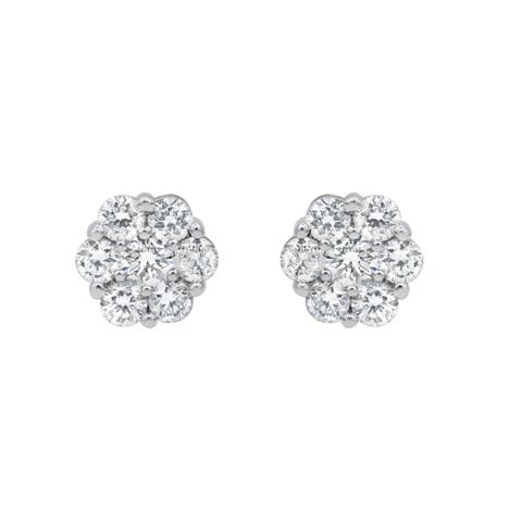 Meadow 0.75 Ct TW Lab Grown Diamond Cluster Studs 14K Gold Earrings