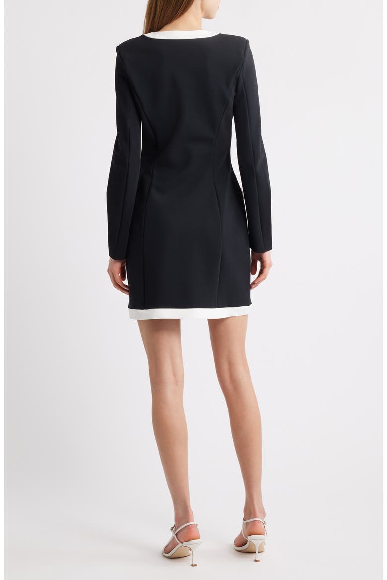 Toluke Bicolor Long Sleeve Minidress, Alternate, color, BLACK + WHITE