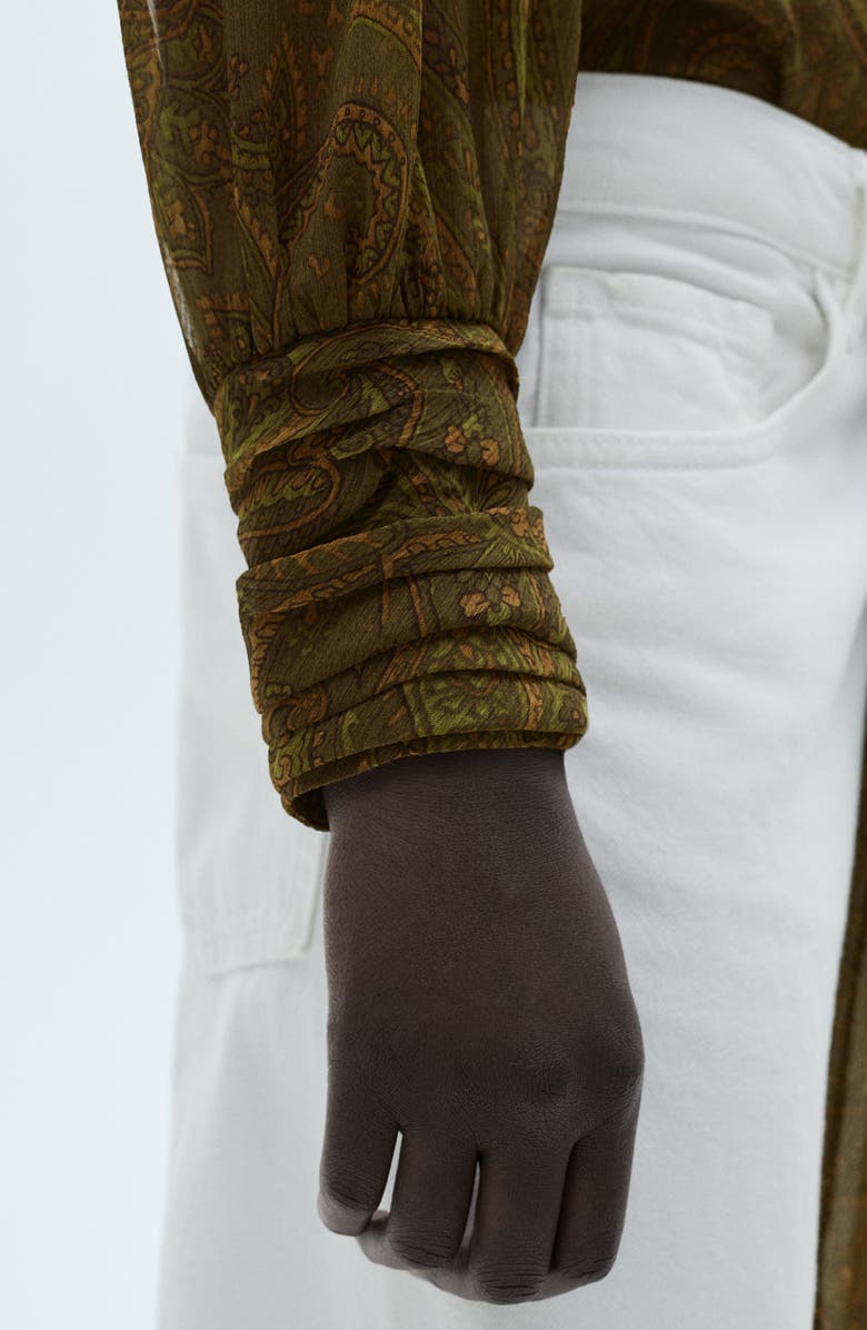 MANGO Print Tie Neck Shirt, Alternate, color, 