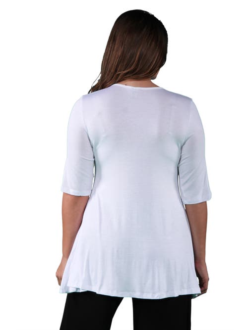 24seven Comfort Apparel Elbow Swing Tunic Top In White