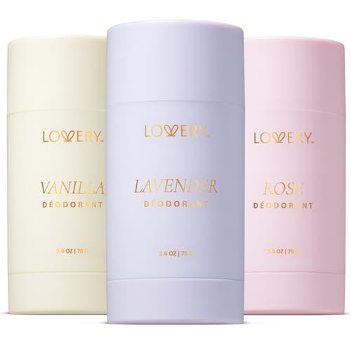Lovery 3-pack Odor Control Deodorants Gift Set In Vanilla/lavender/rose