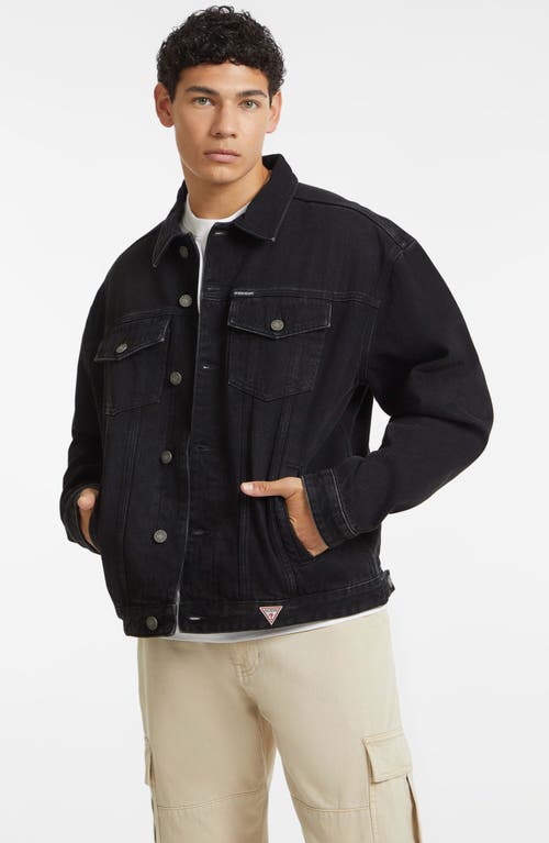 Guess Jeans Oversize Denim Trucker Jacket In Black
