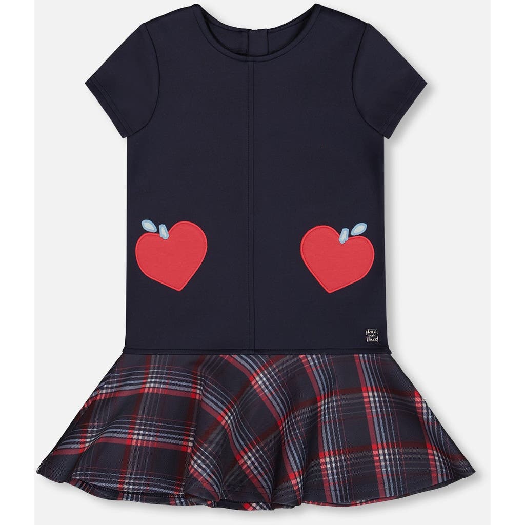 Deux Par Deux Milano Dress With Plaid Flounce In Black