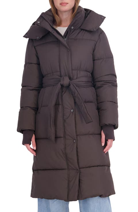 Belted Water Resistant Puffer Coat
