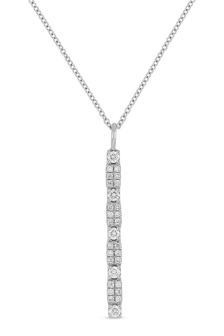 Liora 18K White Gold Diamond Stick Pendant Necklace, Main, color, 18KW