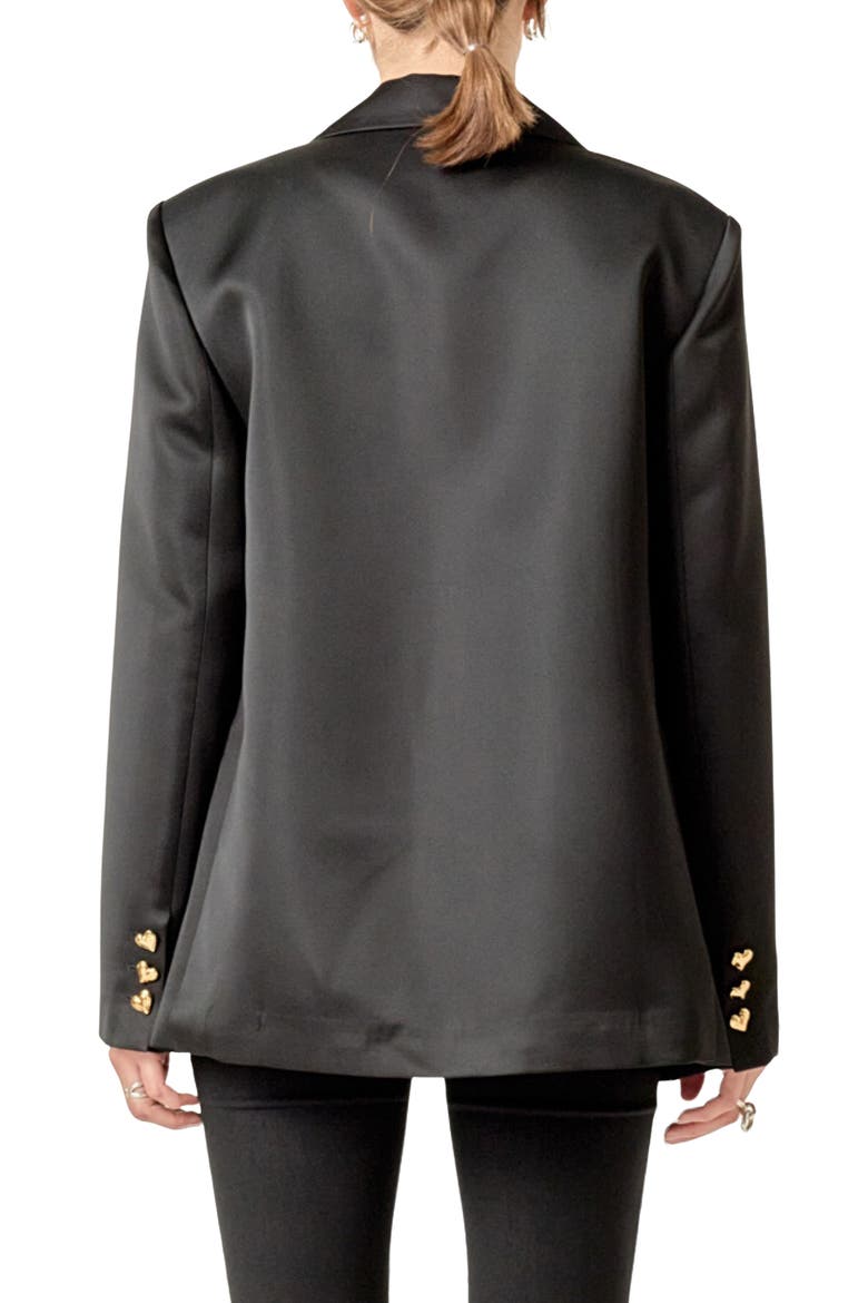 Heart Detailed Satin Blazer, Alternate, color, BLACK