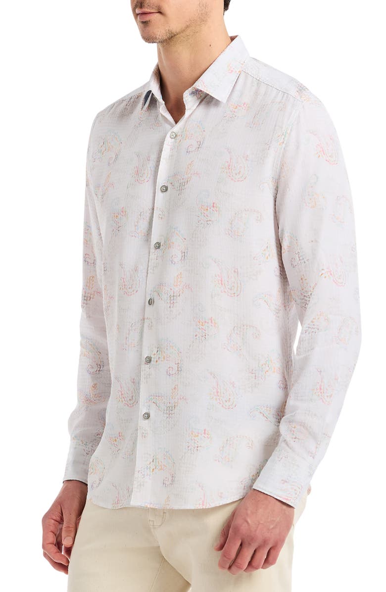 Robert Graham Alibon Paisley Button-Up Shirt, Alternate, color, White Multi