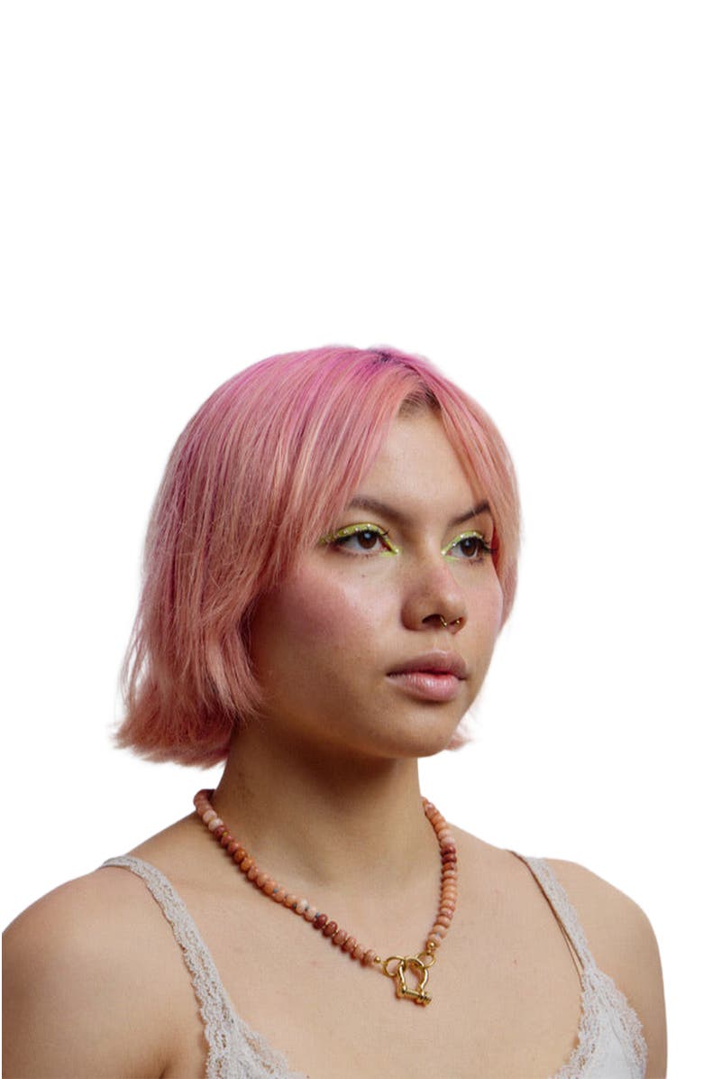 SHOP SPICY DAN Bevo Gender Inclusive Peach Quartz Necklace, Alternate, color, Peach