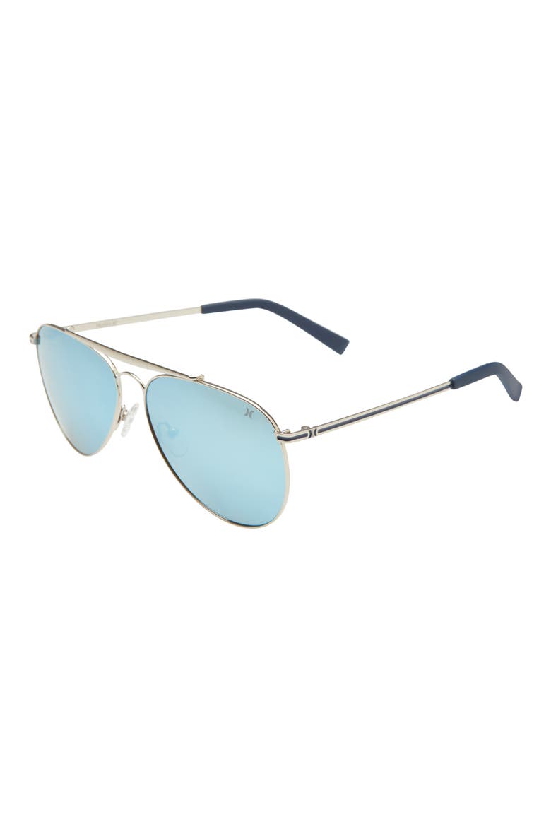 Shorebreak 60mm Polarized Aviator Sunglasses, Alternate, color, SILVER/ SMOKE