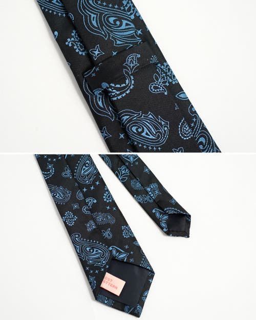 Lost Pattern Nyc "paisley" Silk Jacquard Tie In Blue