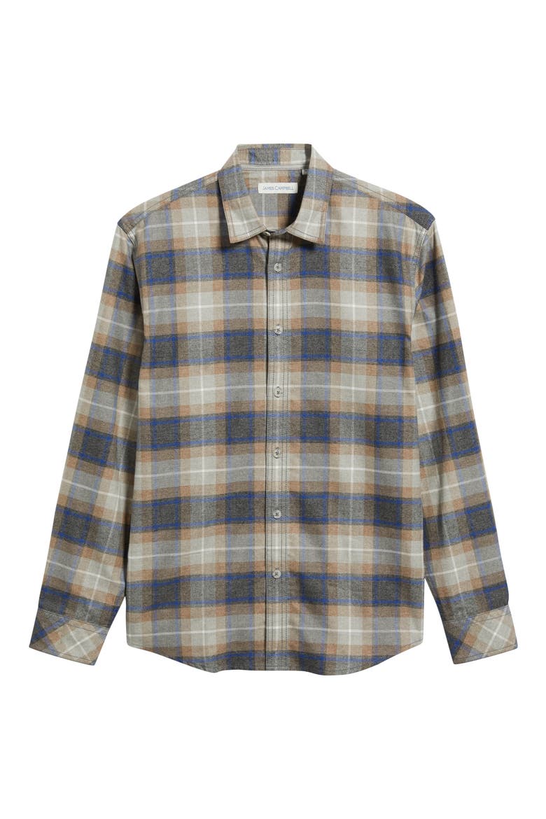Capella Modern Fit Plaid Cotton Button-Up Shirt, Alternate, color, COAL
