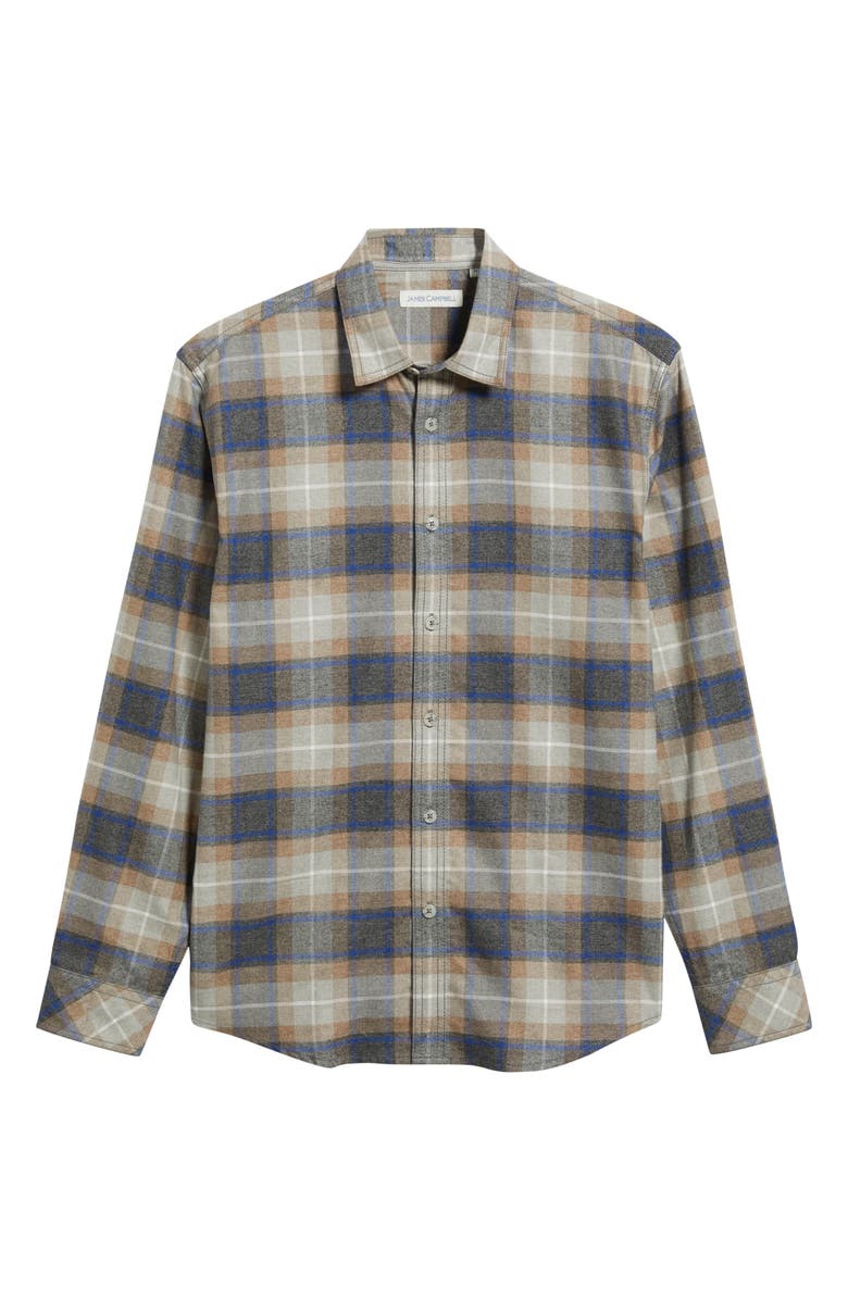 James Campbell Capella Trim Fit Plaid Cotton Button-Up Shirt, Alternate, color, Coal
