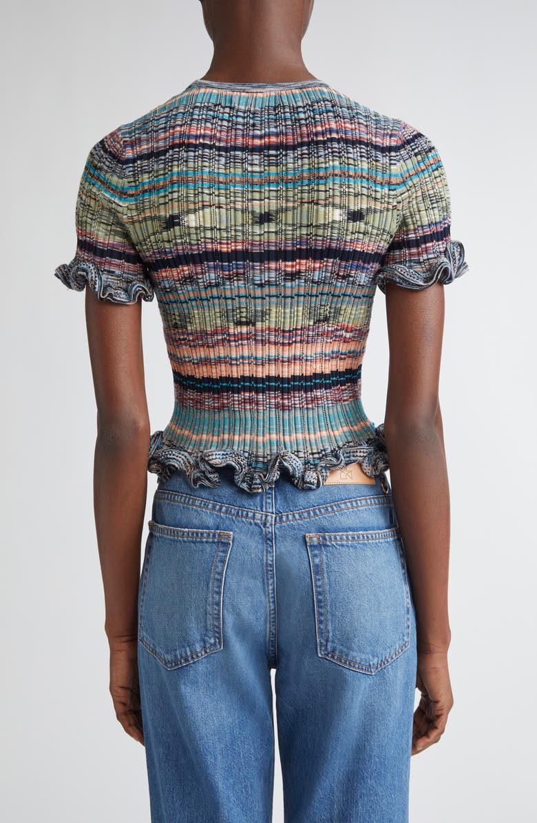 Ulla Johnson Miya Ruffle Space Dye Top, Alternate, color, Azurite