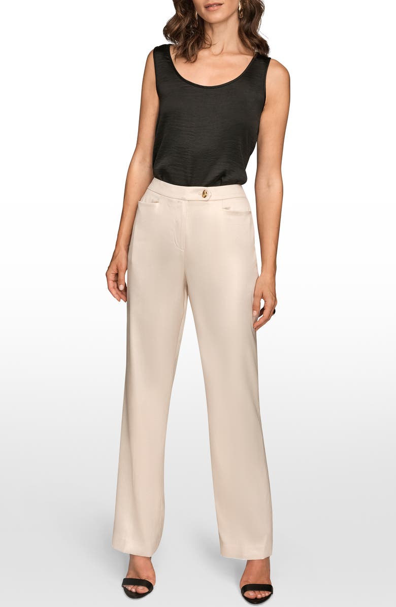 Donna Karan New York Straight Leg Satin Pants, Alternate, color, Ivory