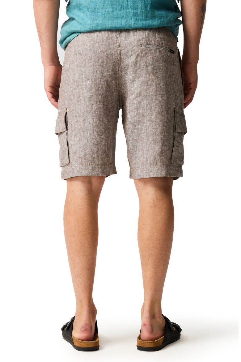 Resort Slub Linen Drawstring Cargo Shorts, Alternate, color, MOCHA