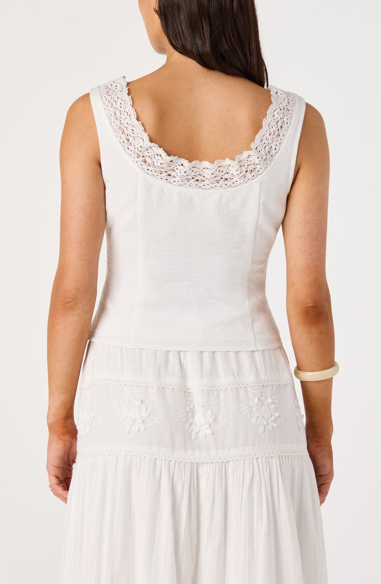 ASTR the Label Victoria Lace Trim Sleeveless Top, Alternate, color, White