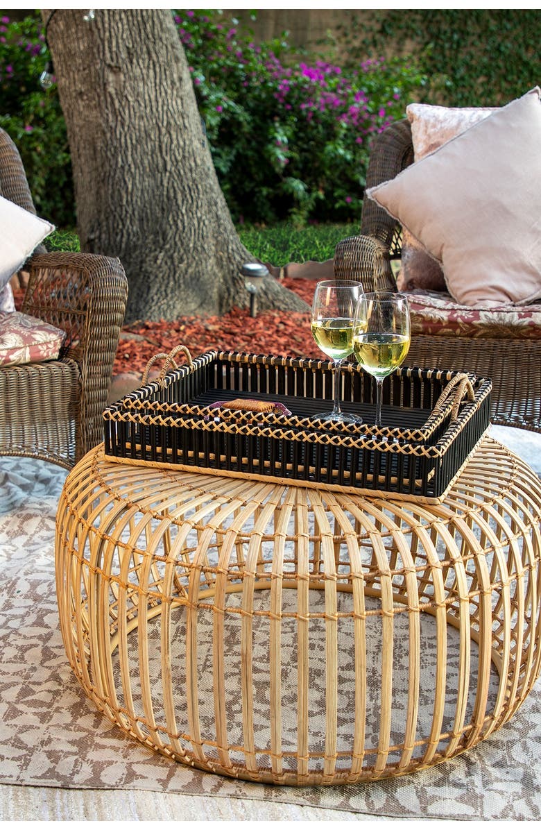 SAGEBROOK HOME Black Bamboo 20" & 22" Nesting Trays - 2-Piece Set, Alternate, color, 