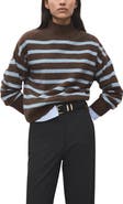 MANGO Oversize Stripe Mock Neck Sweater