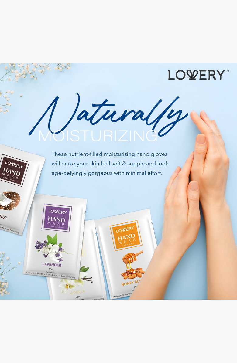 Lovery Deep Conditioning Hand Mask 5-Pack with Vitamin E, Shea Butter & Jojoba Oil, Alternate, color, White