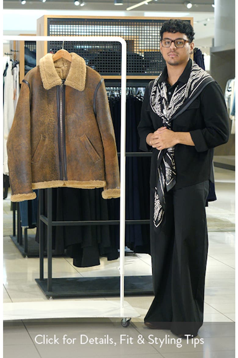 Genuine Shearling Collar Sheepskin Bomber Jacket video