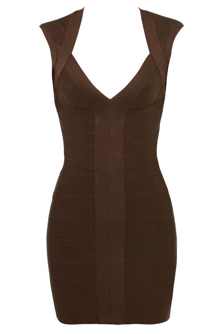 The Icon Bandage Minidress, Alternate, color, CHOCOLATE