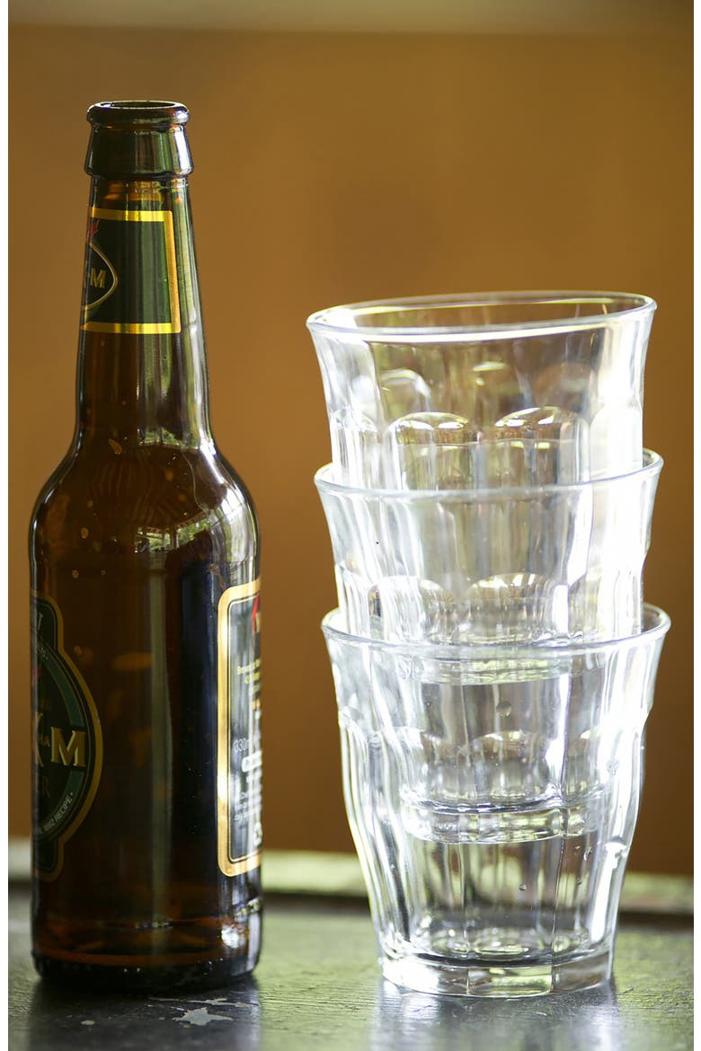 Picardie Clear Set of 6 Tempered Glass French Tumblers, Alternate, color, CLEAR