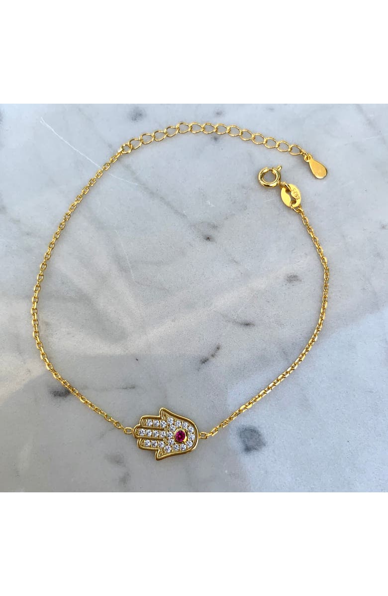 Gemma Azzurro pave Hamsa Hand Bracelet, Alternate, color, Red