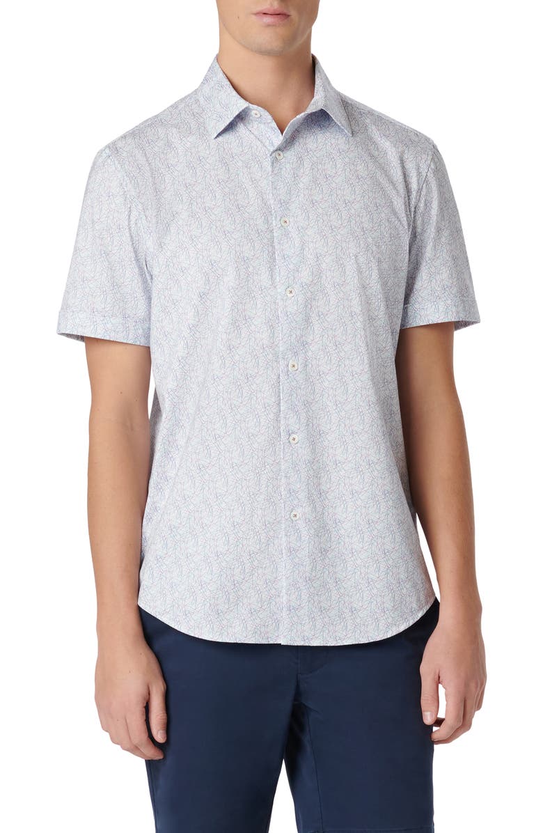 Bugatchi Miles OoohCotton<sup
®</sup
Abstract Short Sleeve Button-Up Shirt, Main, color,