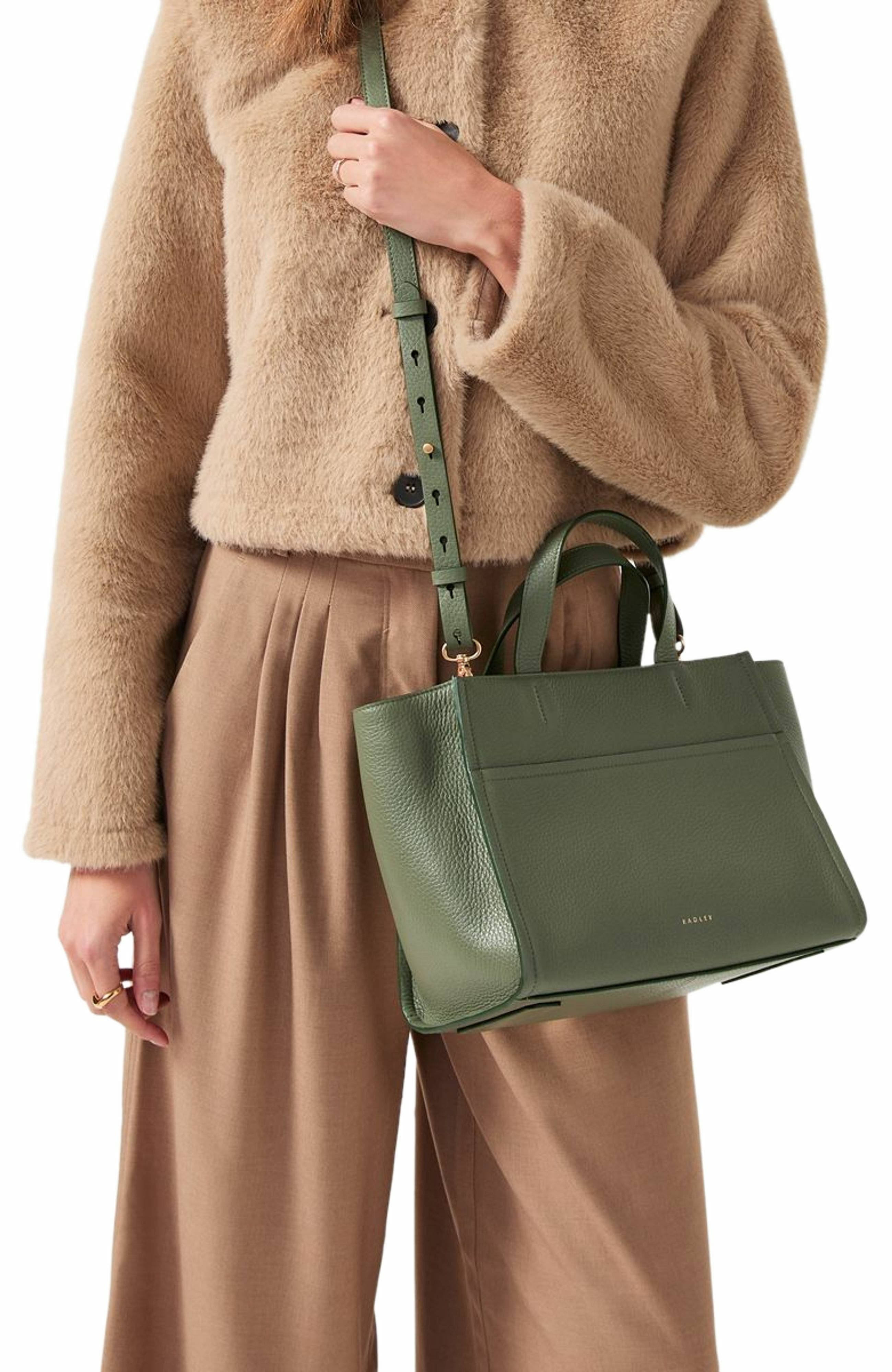 Radley Oak Street Medium Ziptop Satchel Bag, Alternate, color, Olive