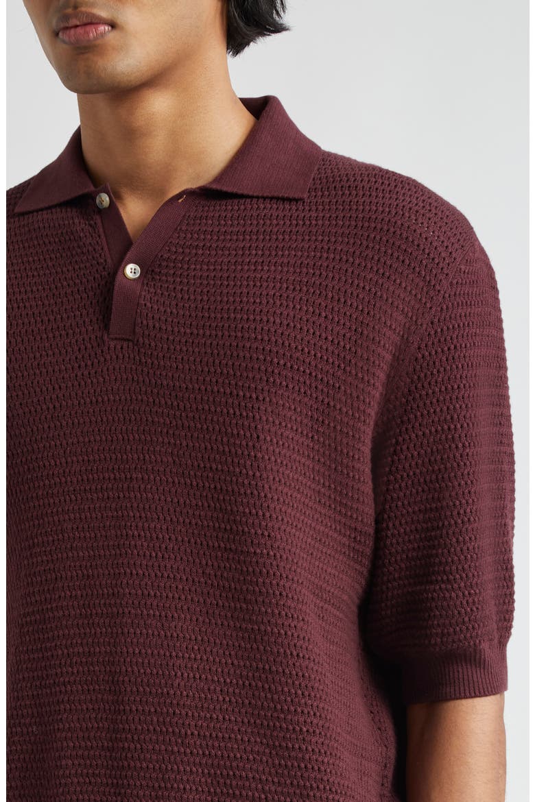 Honeycomb Knit Polo, Alternate, color, PLUM