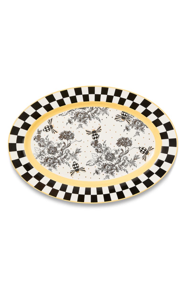 MACKENZIE CHILDS Bee Toile Oval Platter, Main, color, White