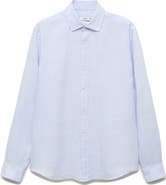 MANGO Classic Fit Linen Button-Up Shirt