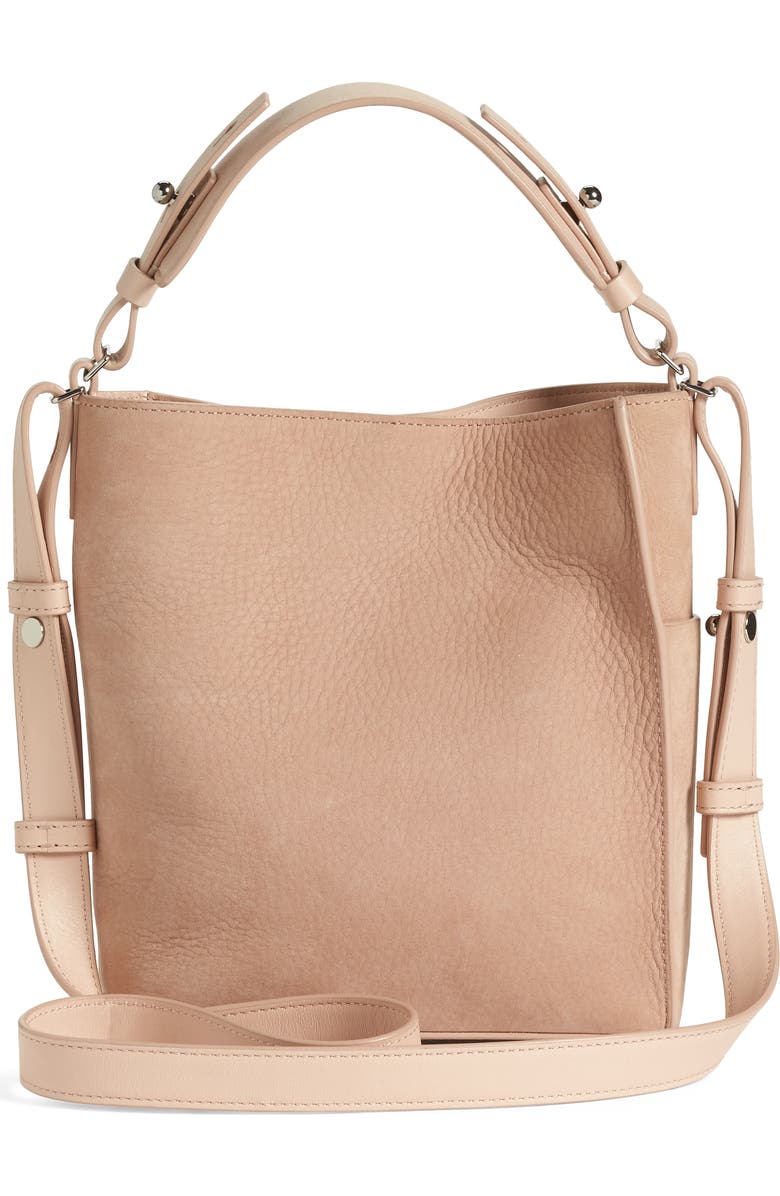 AllSaints Mini Mast Leather North/South Tote, Alternate, color,