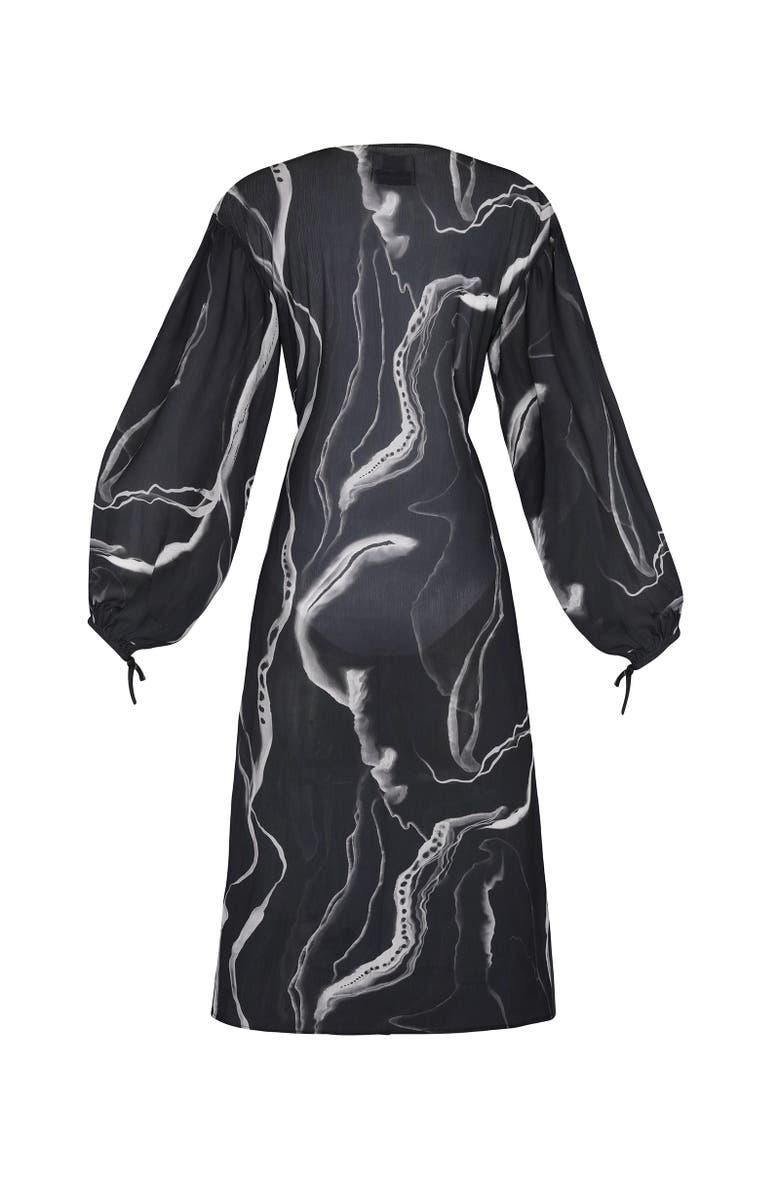Nelblu Swimwear Marble Wrap Dress, Alternate, color, Print Black