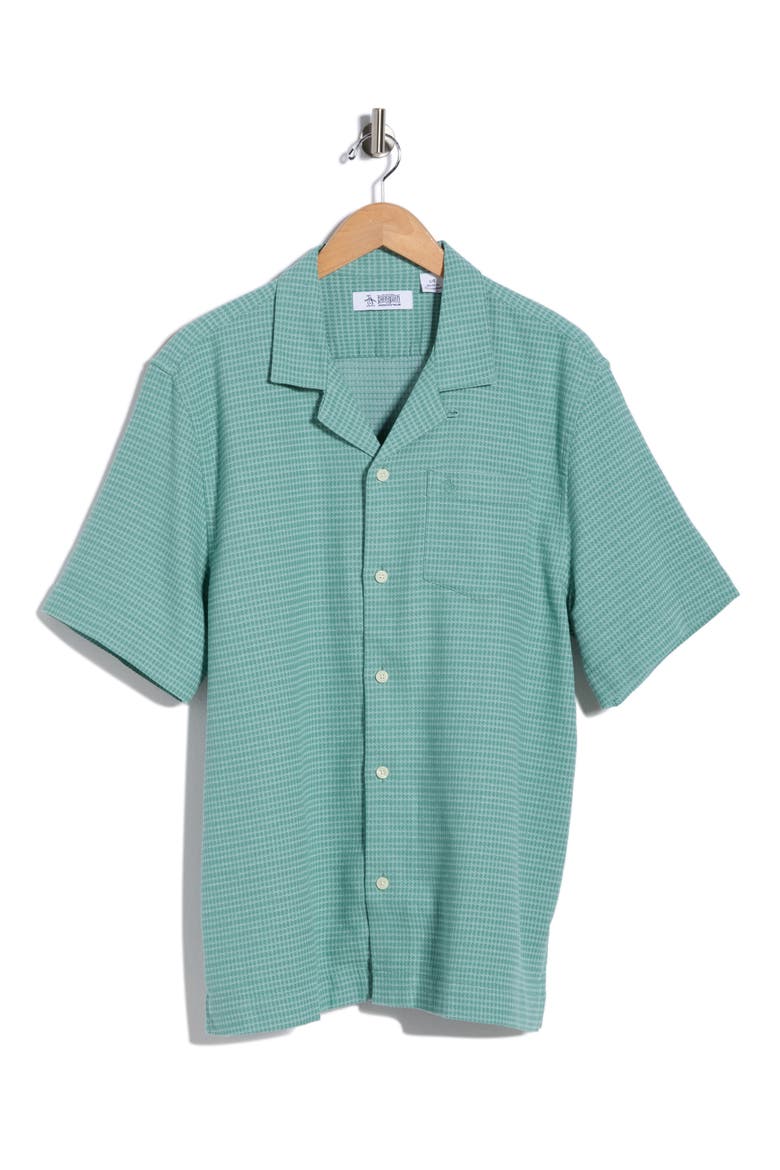 Dobby Grid Camp Shirt, Alternate, color, BERYL GREEN