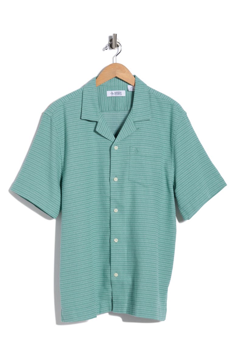 Original Penguin Dobby Grid Camp Shirt, Main, color, Beryl Green