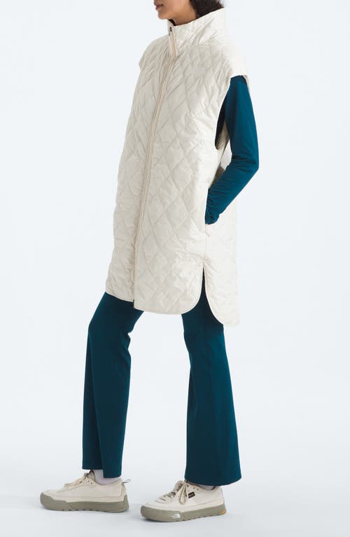 The North Face Diamond Peak Water Repellent Quilted Long Vest In White