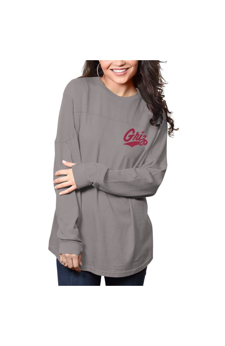 PRESSBOX Women's Pressbox Gray Montana Grizzlies The Big Shirt Oversized Long Sleeve T-Shirt, Alternate, color, 