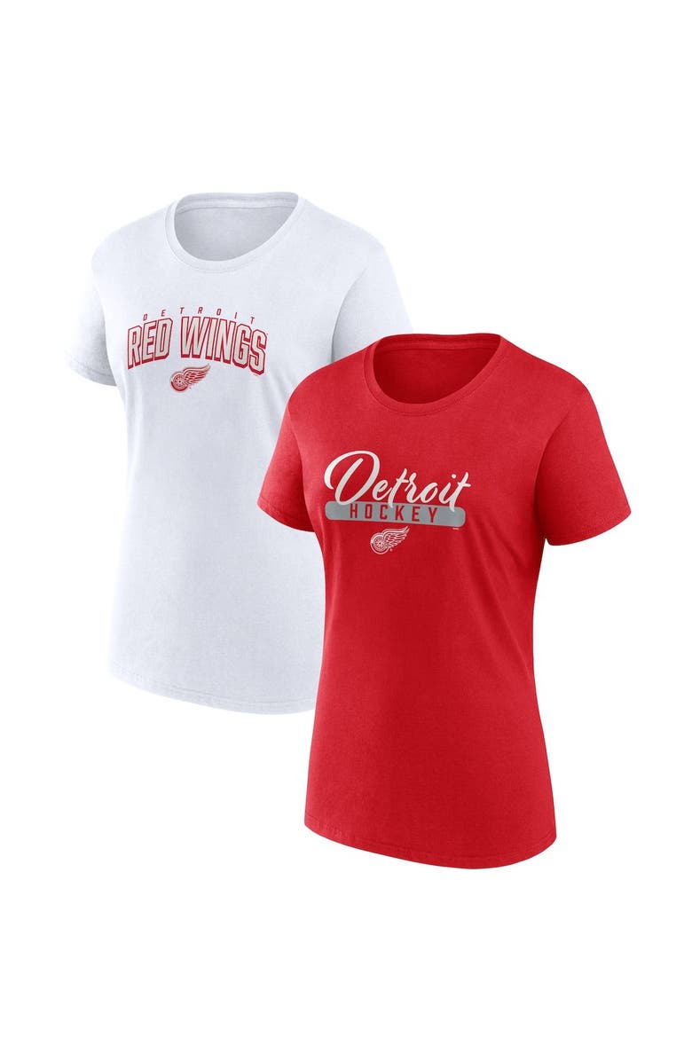 FANATICS Women's Fanatics Branded Red/White Detroit Red Wings Two-Pack Fan T-shirt Set, Main, color, 