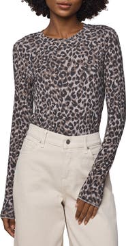 Splendid Leopard Print Long Sleeve T-Shirt